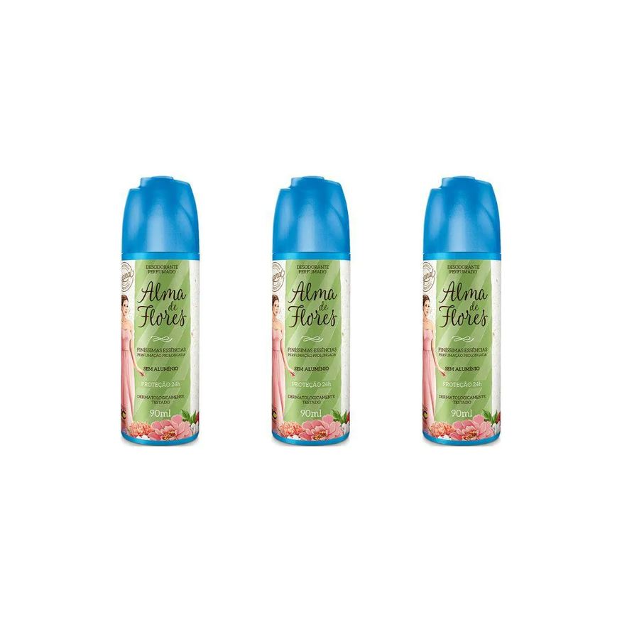 Alma de Flores Desodorante Spray 90ml Ess Finíss - Kit C / 3un