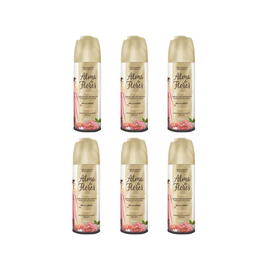 Alma de Flores Desodorante Spray Ess de Flores Brancas 90ml - Kit C / 6un