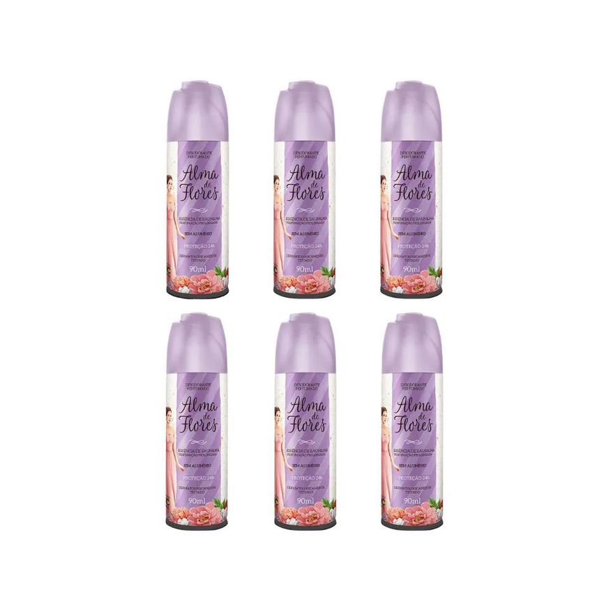 Alma de Flores Desodorante Spray Essência de Baunilha 90ml - Kit C / 6un