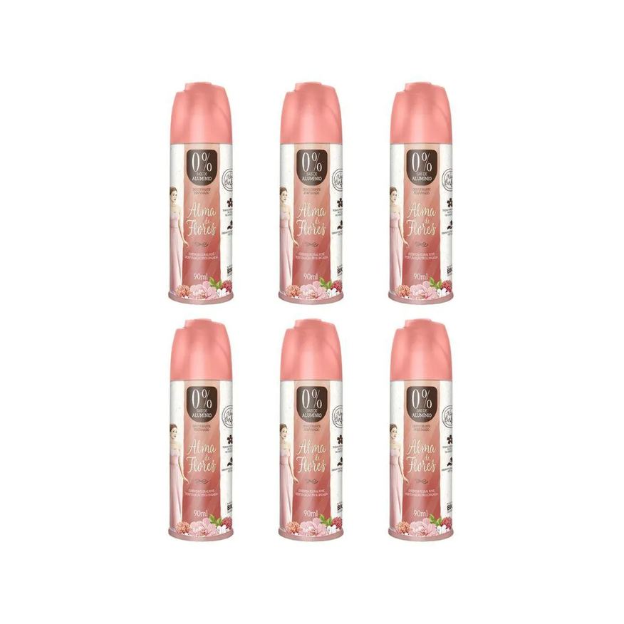 Alma de Flores Desodorante Spray Floral Rose 90ml - Kit C / 6un