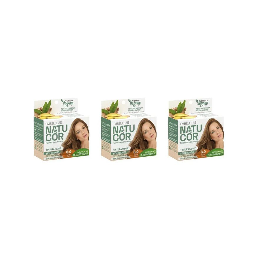 Natucor Coloraçao 8.0 Louro Claro - Kit C / 3un