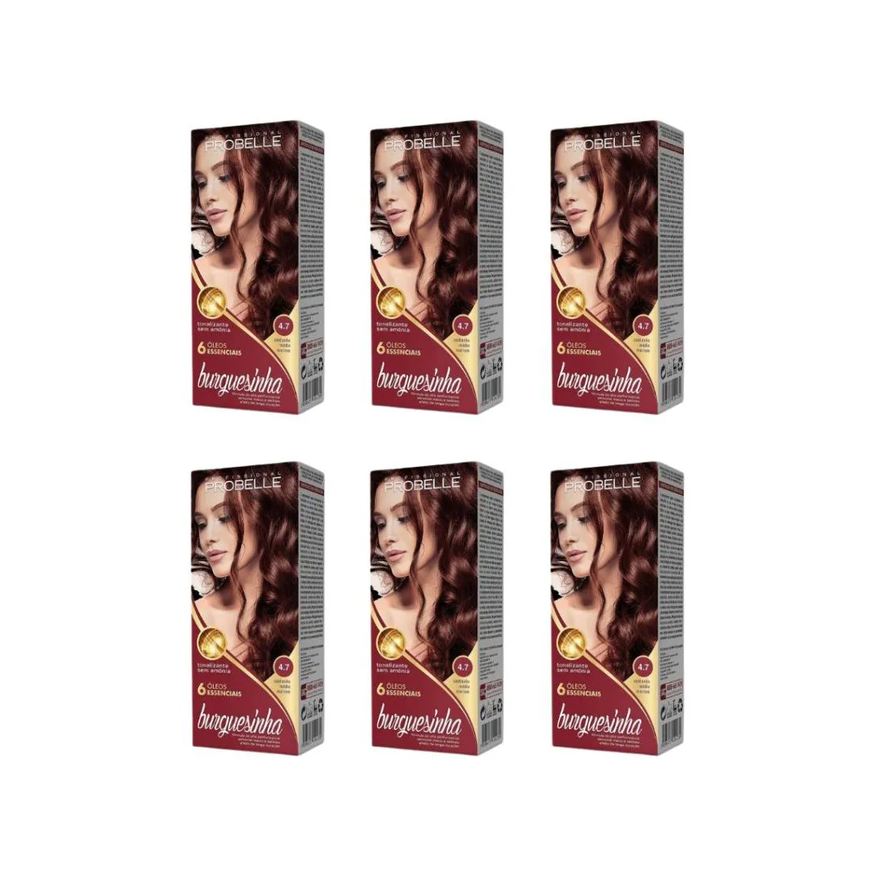 Probelle Coloraçao Burguesinha 4.7 Cast Med Marrom - Kit C / 6un