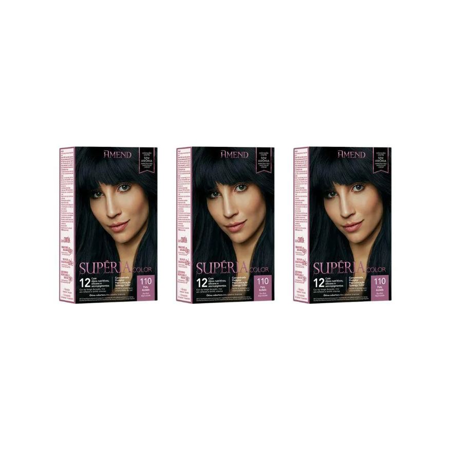 Amend Coloraçao Superia 110 Preto Azulado - Kit C / 3un