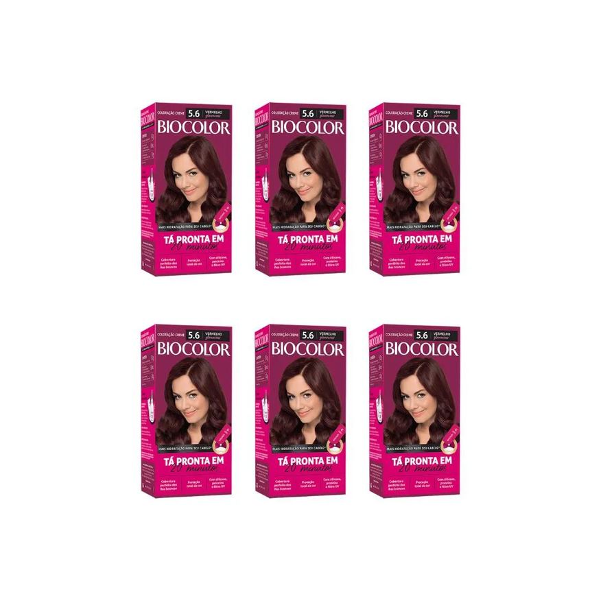 Biocolor Coloraçao Creme 5.6 Vermelho Glamuroso - Kit C / 6un