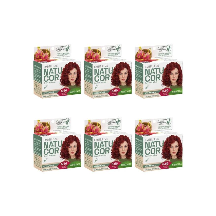 Natucor Coloraçao 6.66 Vermelho Cereja - Kit C / 6un
