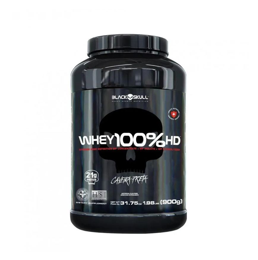 Black Skull Whey 100% Hd Pote (900g) - Nova Embalagem - Sabor: Baunilha