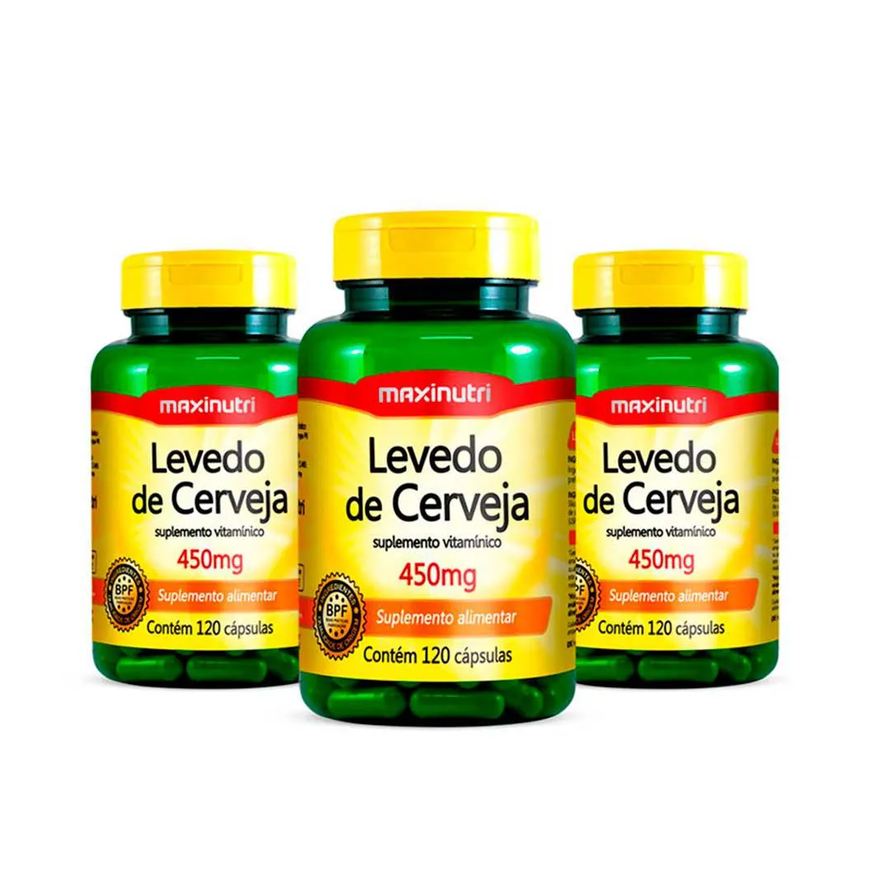 Maxinutri Kit 3 Levedo de Cerveja 450mg 120 Cápsulas