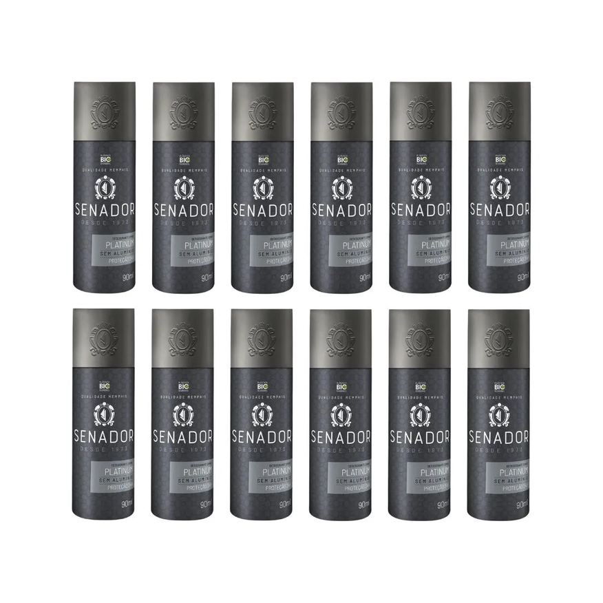 Senador Desodorante Spray Platinum 90ml - Kit C / 12un