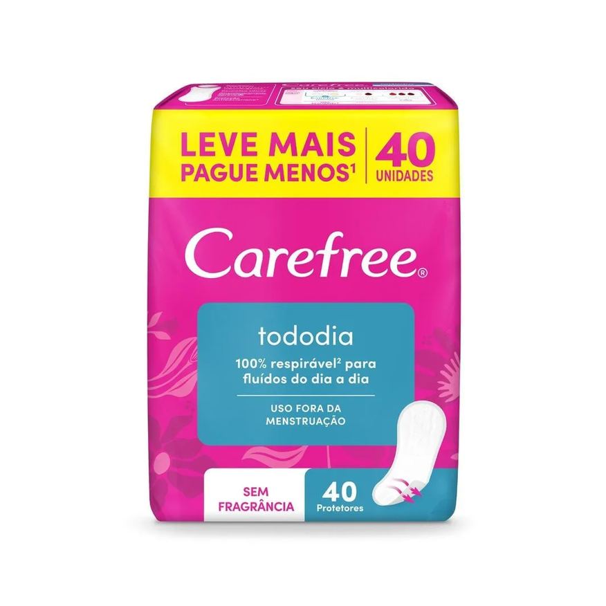 Diário Protetor Carefree Tododia Sem Fragrância 40 Unidades