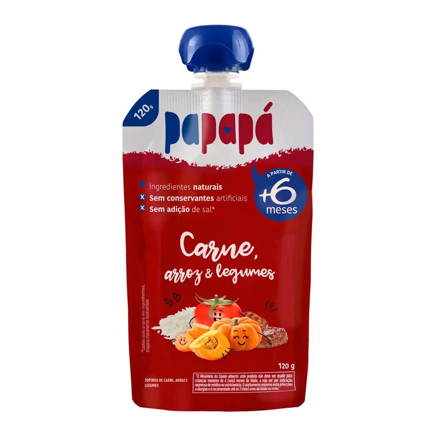 Papapá Sopinha Carne, Arroz e Legumes 6+ Meses 120g