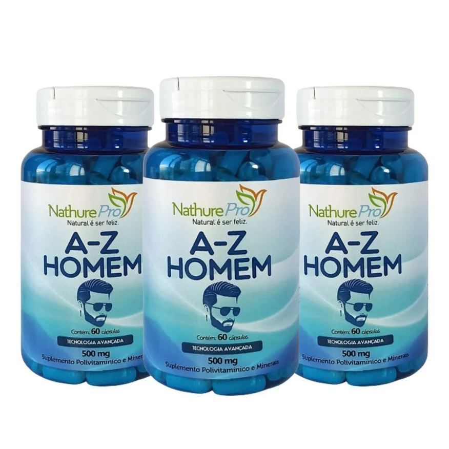 Nathurepro Kit 3 Multivitamínico A - Z Homem 60 Cápsulas 500mg