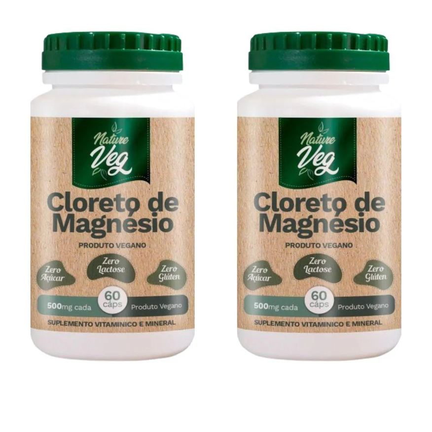 Nathurepro Kit 2 Cloreto de Magnésio (produto Vegano) 60 Cápsulas 550mg