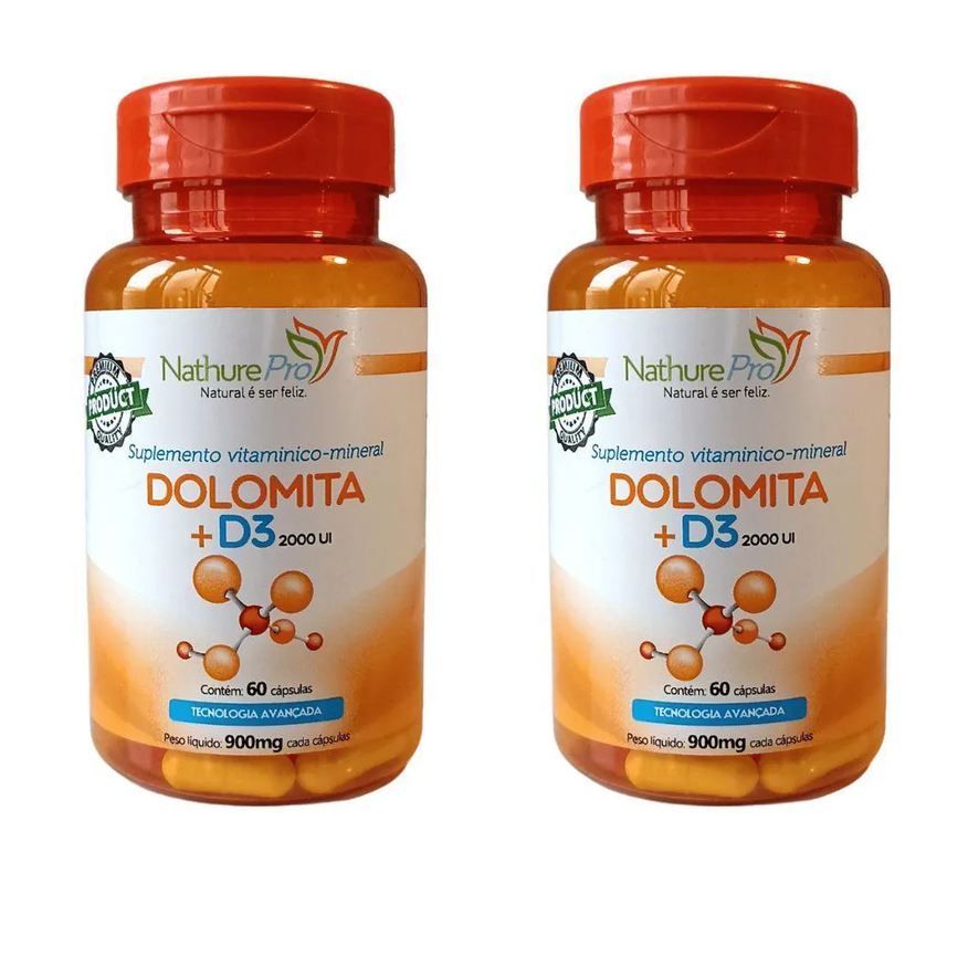 Nathurepro Kit 2 Dolomita + D3 60 Cápsulas 900mg