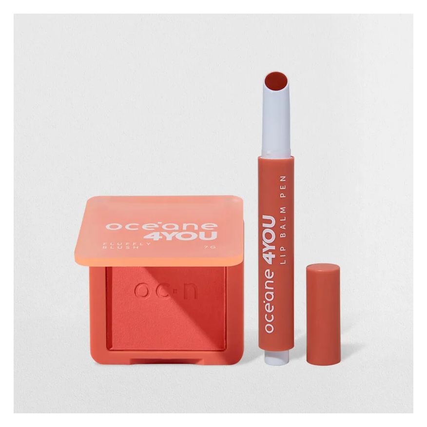 Océane Kit Blush Líquido Laranja + Hidratante Labial Coral 4you (2 Produtos)