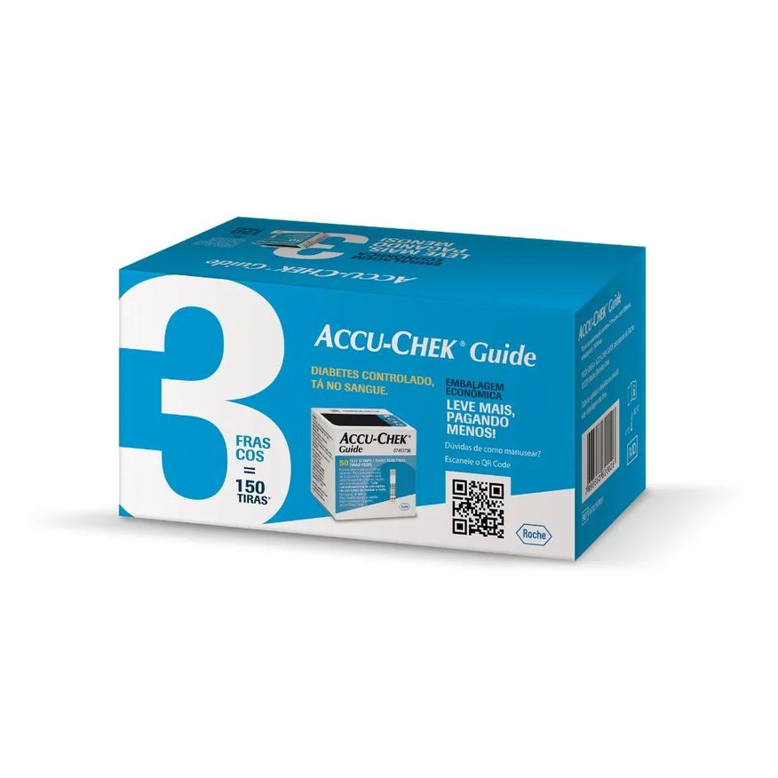 De Tira Teste De Glicose Accu-chek Guide 3 Caixas Com 50 Unidades Cada