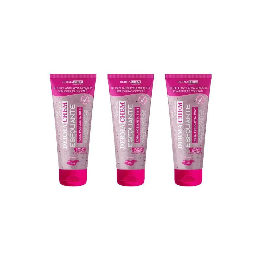 Dermachem Gel Facial Esfoliante Rosa Mosqueta 100g - Kit C / 3un