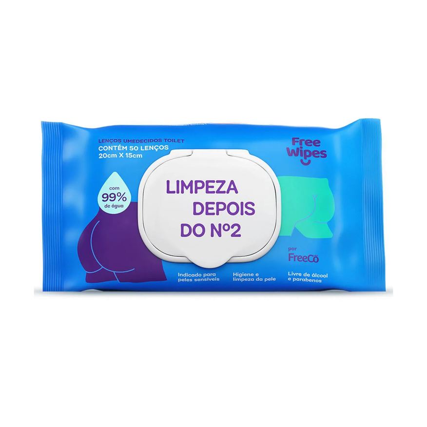 Umedecido Lenço Free Wipes Limpeza Depois do Nº2 50 unidades