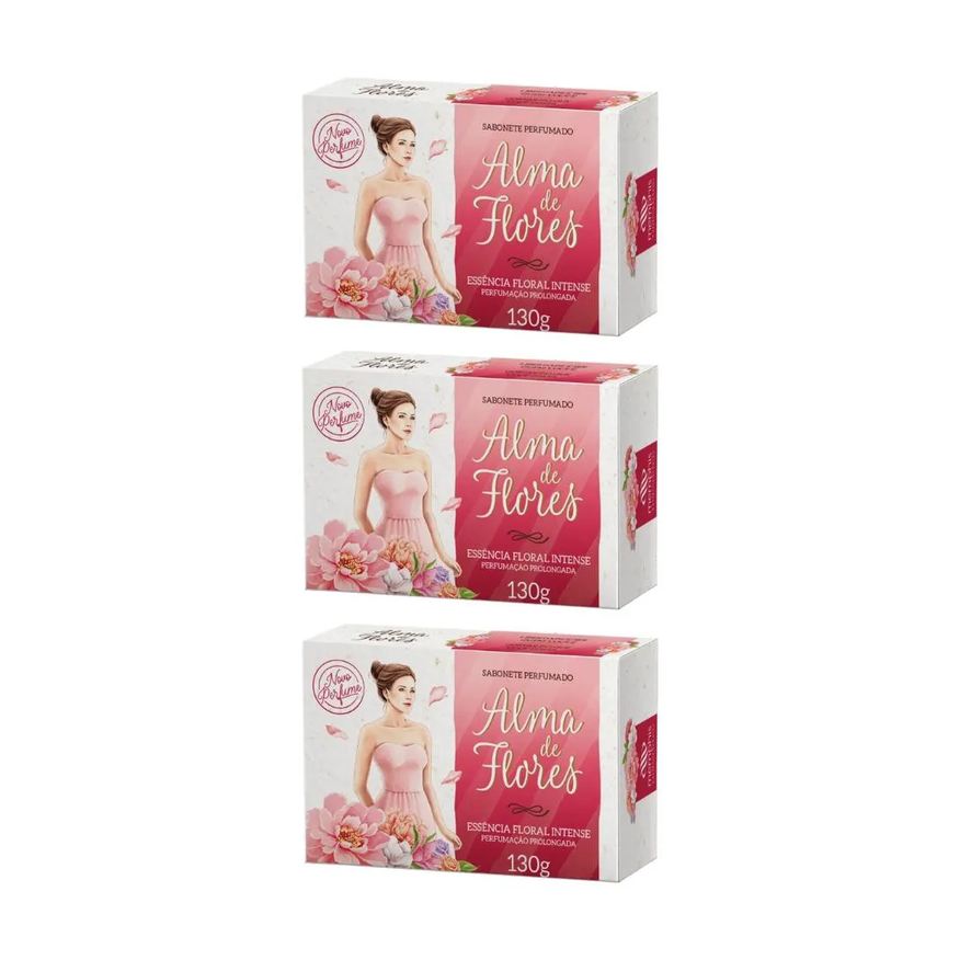 Alma de Flores Sabonete 130g Floral Intense - Kit C / 3un