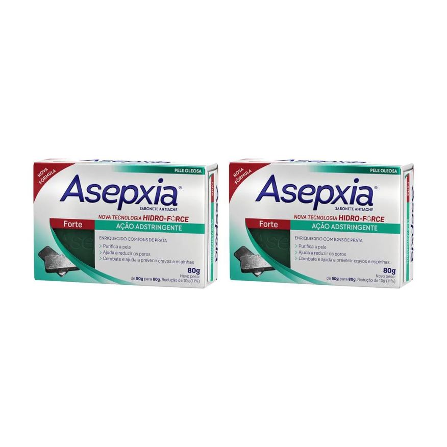 Asepxia Sabonete 80g Formula Forte - Kit C / 2un