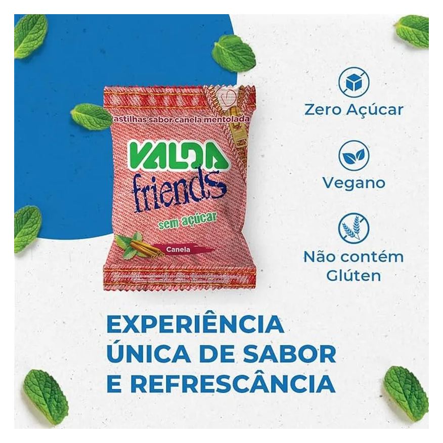 Friends Valda Pastilha Sabor Canela Mentolado Contém 10 Sachês de 25g Cada