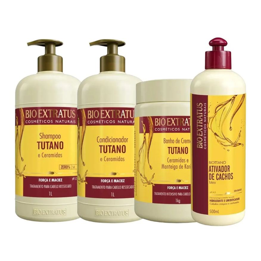 Bio Extratus Kit 1 Shamp 1 Cond 1 Banho 1L + 1 Biottano 500ml Tutano