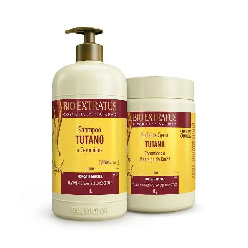 Bio Extratus Kit 1 Shampoo 1 Banho Creme Força e Maciez Tutano1L