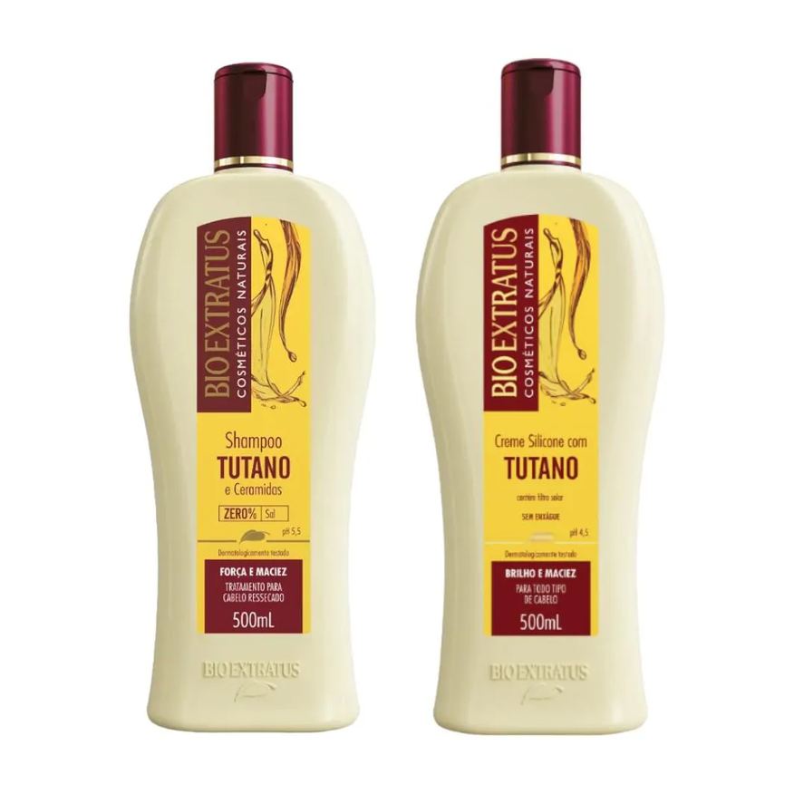 Bio Extratus Kit 1 Shampoo 1 Creme de Silicone Força e Maciez Tutano 500ml