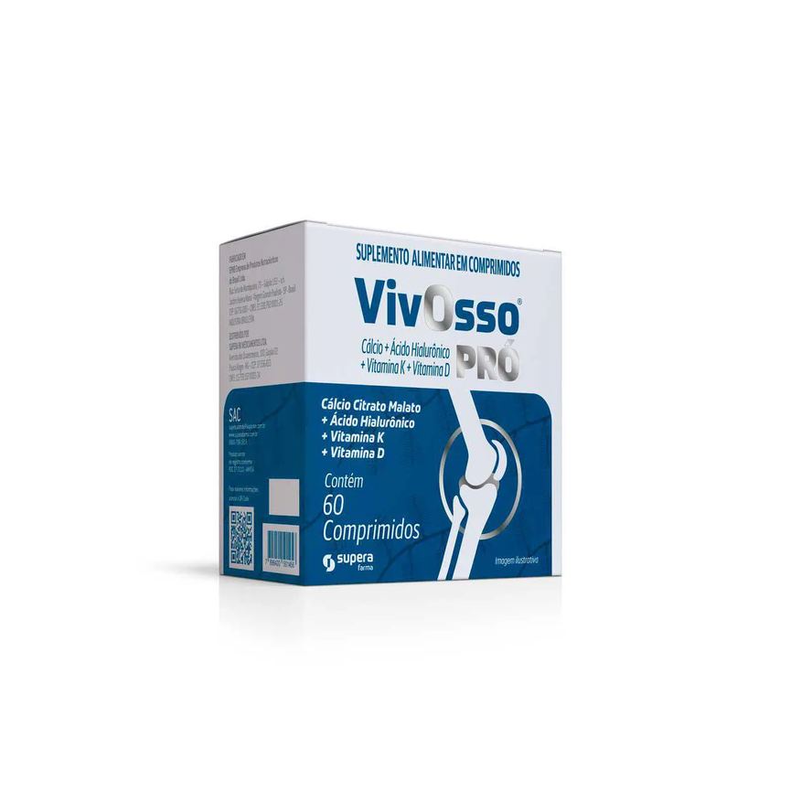 Alimentar Suplemento Vivosso Pró Cálcio + Ácido Hialurônico + Vitaminas D + K 60 Comprimidos