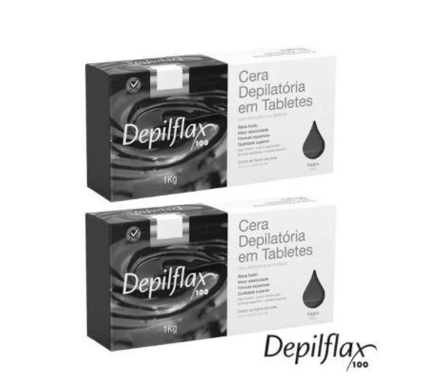 Depilflax Kit com 02 Ceras Quente Depilatórias Negra 1kg