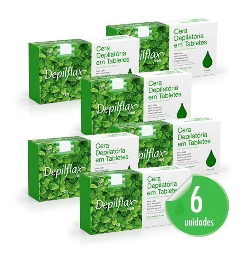 Depilflax Kit 6 Ceras Depilatoria Quente Hortela 1kg Depiflax