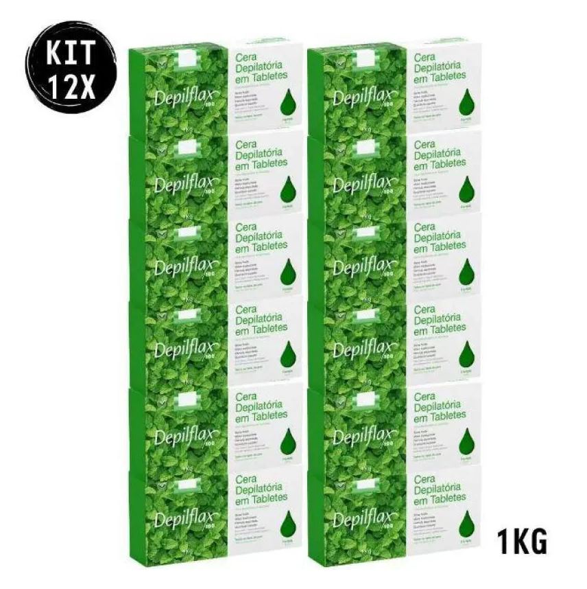 Depilflax Kit 12 Ceras Depilatória Quente Hortelã 1kg