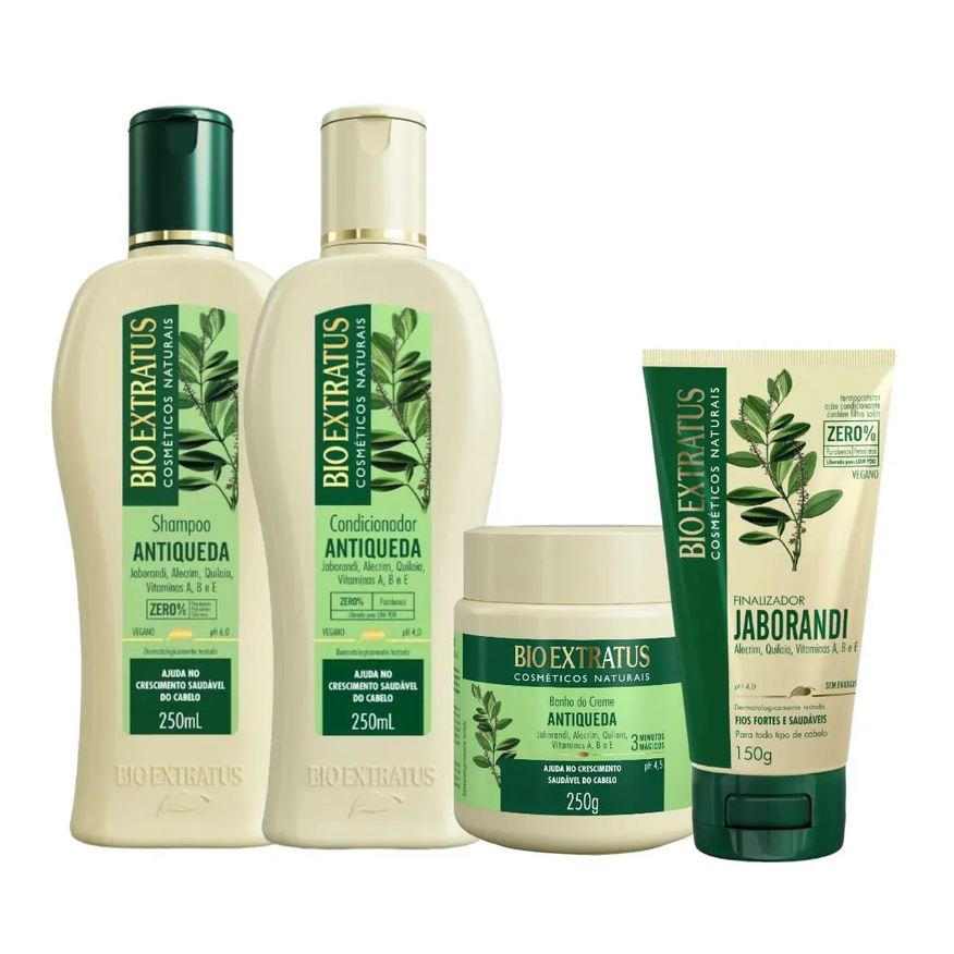 Bio Extratus Kit 1 Shampoo 1 Cond 1 Banho Creme Jaborandi 250ml 1 Finalizador