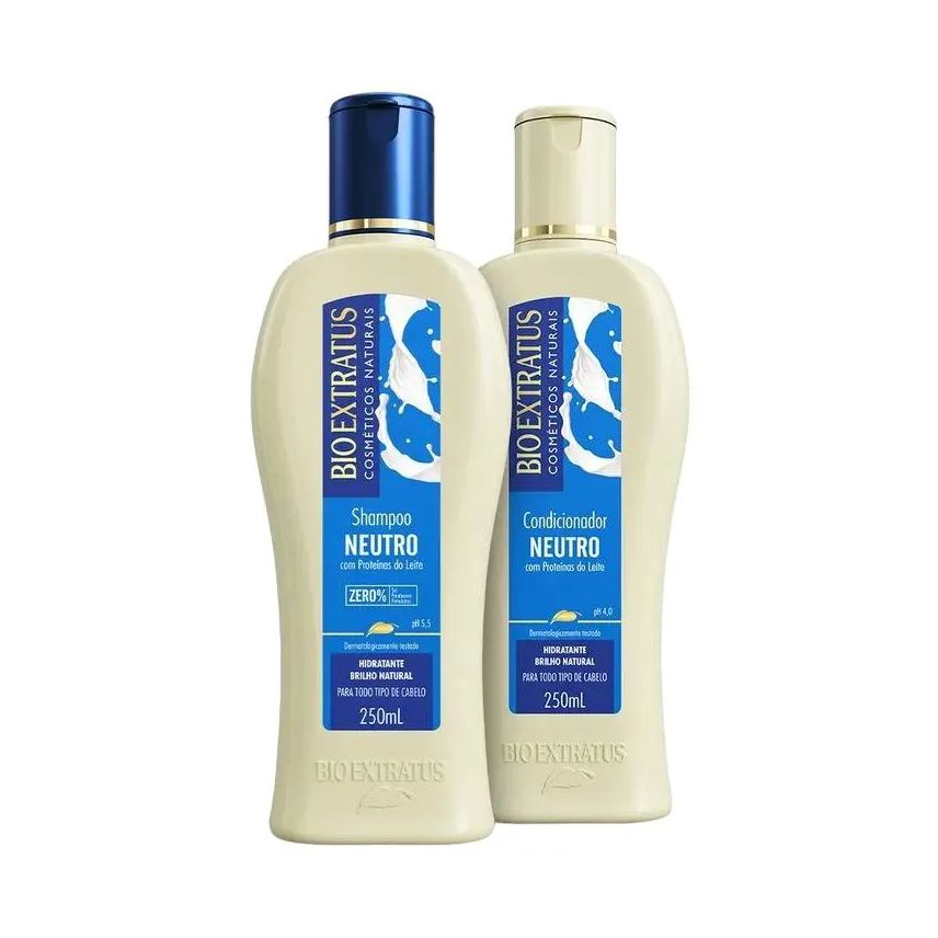 Bio Extratus Kit 1 Shampoo 1 Condicionador Brilho Natural Neutro 250ml Bio Ext