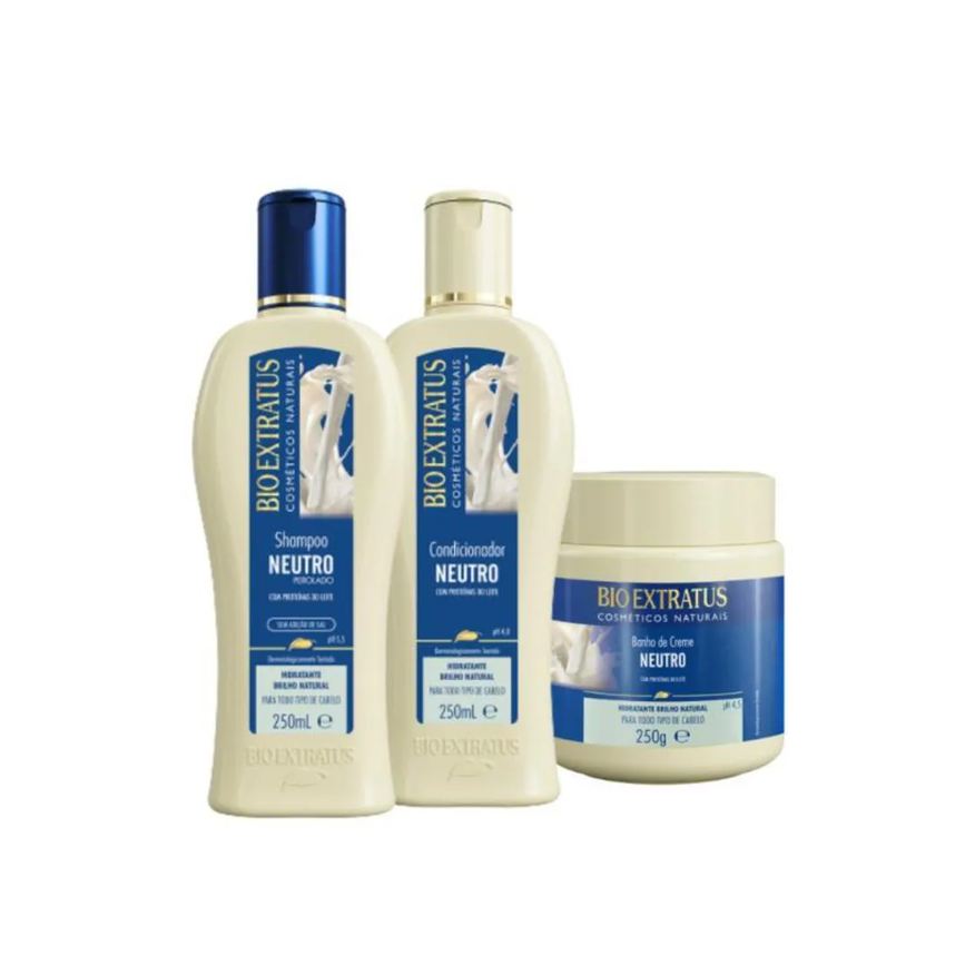 Bio Extratus Kit 1 Shampoo 1 Condicionador 1 Banho Creme Neutro 250ml