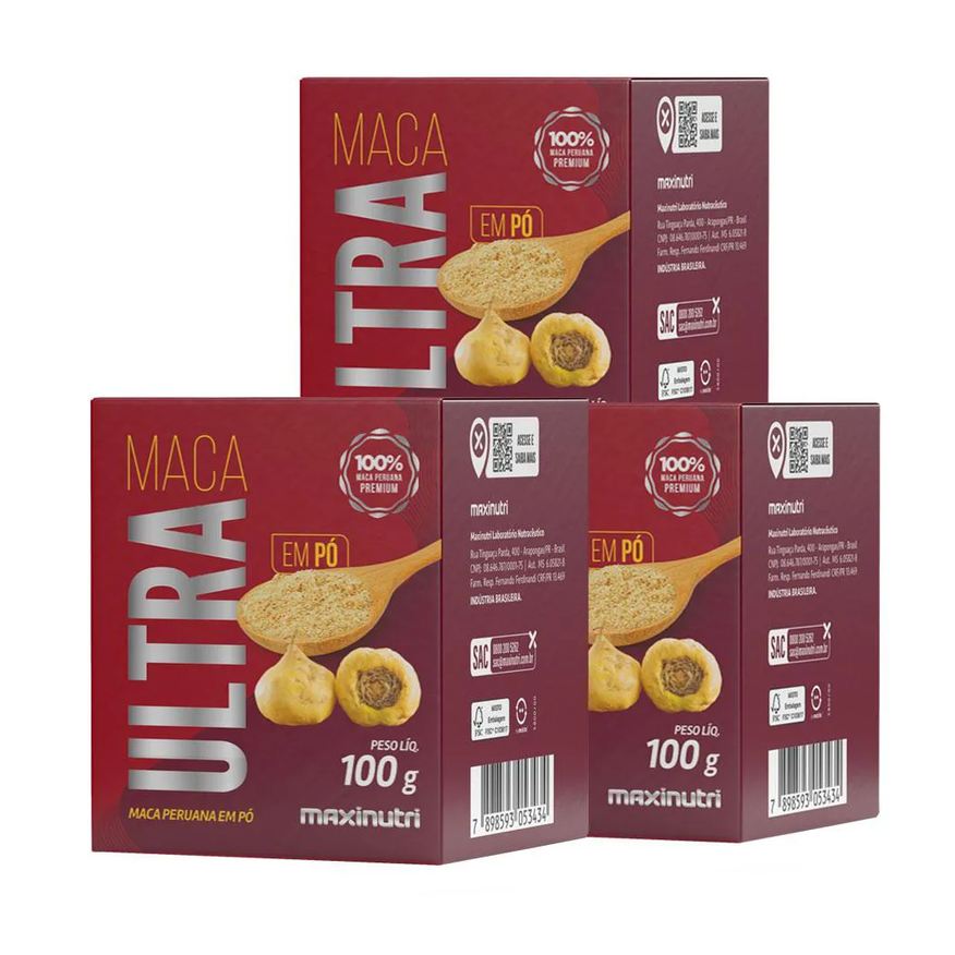 Maxinutri Kit 3 Maca Ultra em Pó 100g Ogirinal 100% Maca