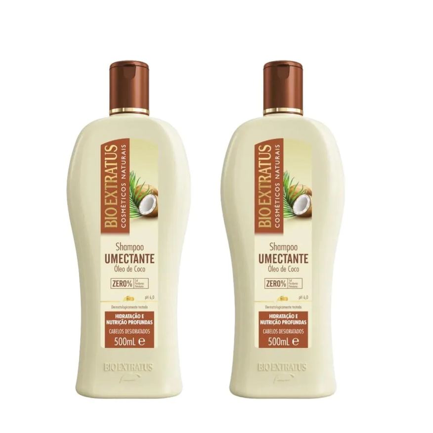 Bio Extratus Kit 2 Shampoo Brilho Natural Umectante 500ml