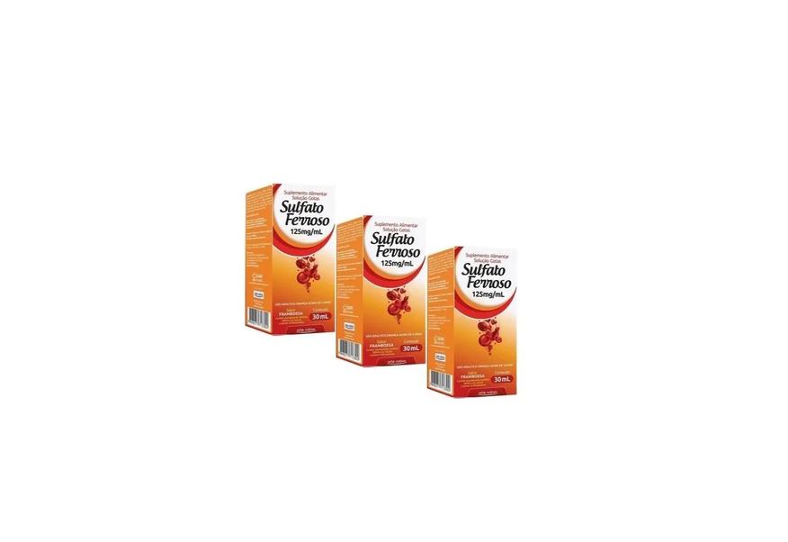 Arte Nativa Kit C/3 Sulfato Ferroso Gotas 125mg 30ml