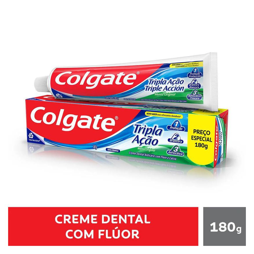 Colgate Creme Dental Tripla Ação Anticárie Menta Original 180g