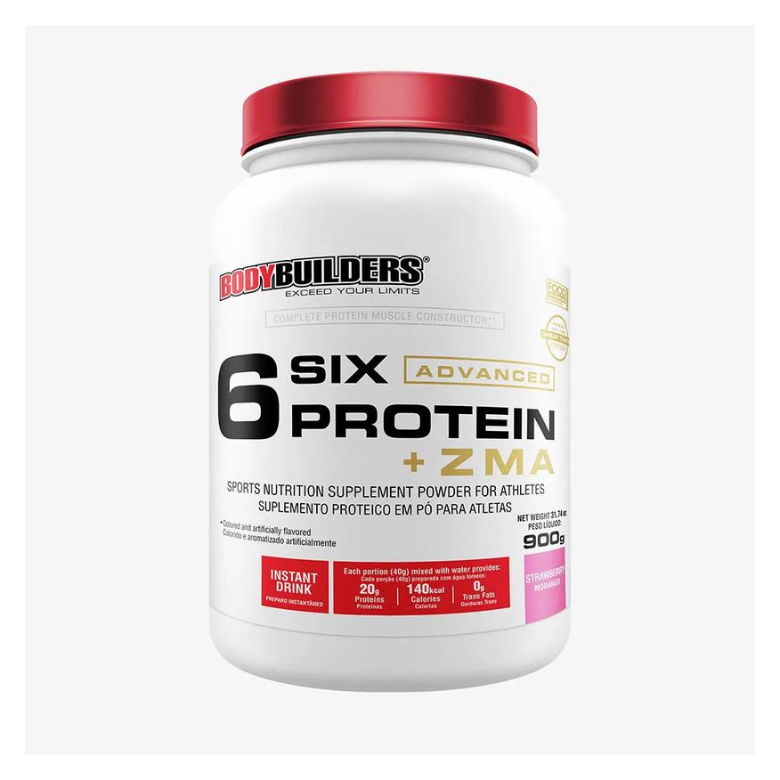 Bodybuilders 6 Six Protein Advanced C / Zma Pote 900g - Morango