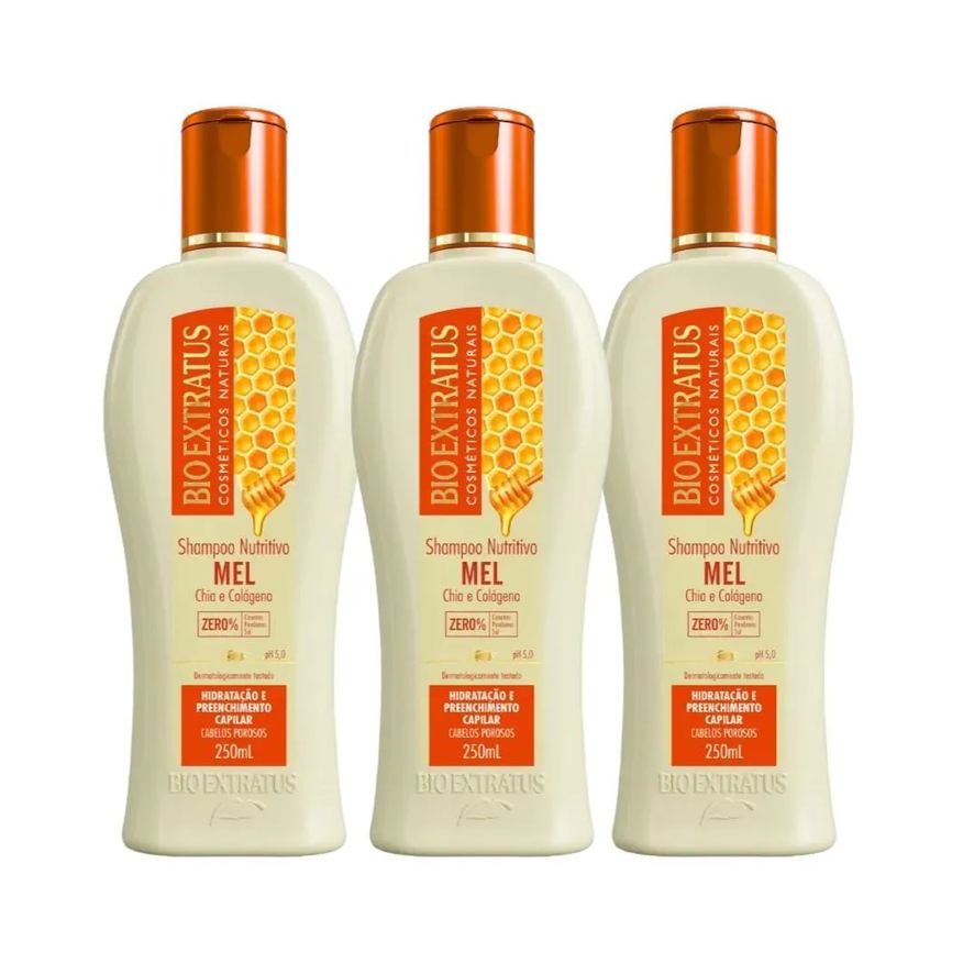 Bio Extratus Kit 3 Shampoo Mel Nutritivo 250ml