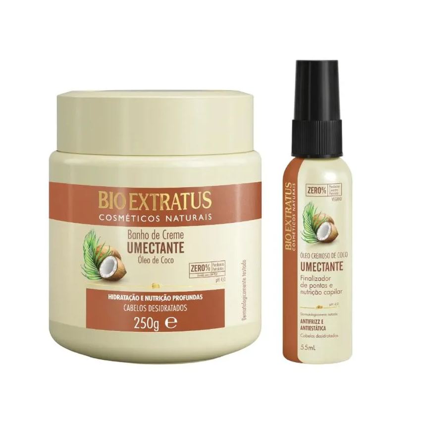 Bio Extratus Kit Umectante Umectação Capilar 1 Banho de Creme 250ml 1 Óleo de Coco Cremoso 55ml