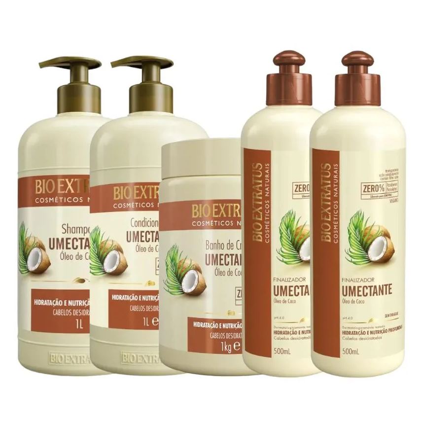 Bio Extratus Kit 1 Shampoo 1 Condicionador 1 Banho Umectante 1L + 2 Finalizador 500ml