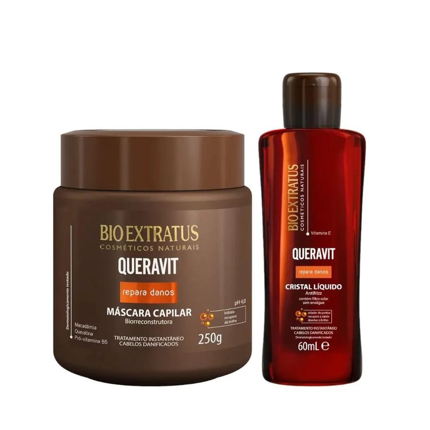 Bio Extratus Kit Queravit Umectação Capilar 1 Máscara 250ml 1 Cristal Líquido 60ml