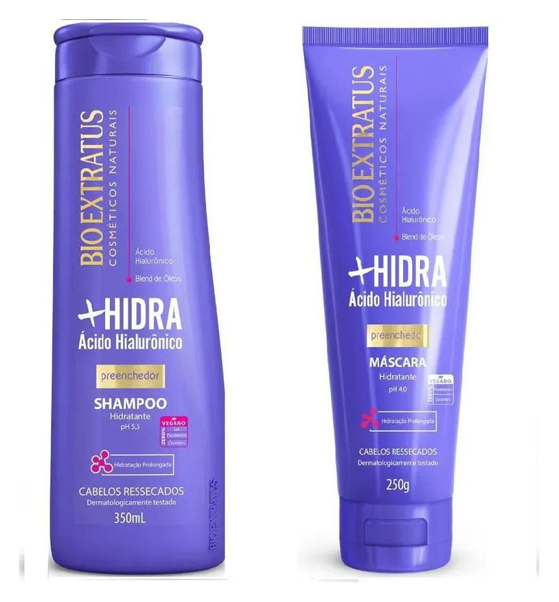 Bio Extratus Kit 1 Shampoo 1 Mascara Limpeza Hidratante Mais Hidra 350ml