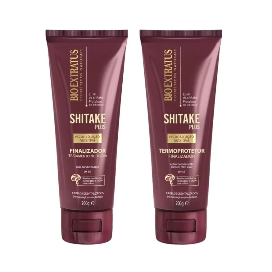 Bio Extratus Kit Shitake Finalização 1 Finalizador Termoprotetor 200ml 1 Finalizador Noite/Dia 200ml