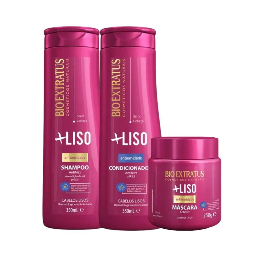 Bio Extratus Kit Mais Liso 1 Shampoo 1 Condicionador 350ml 1 Máscara 250ml Bioextratus