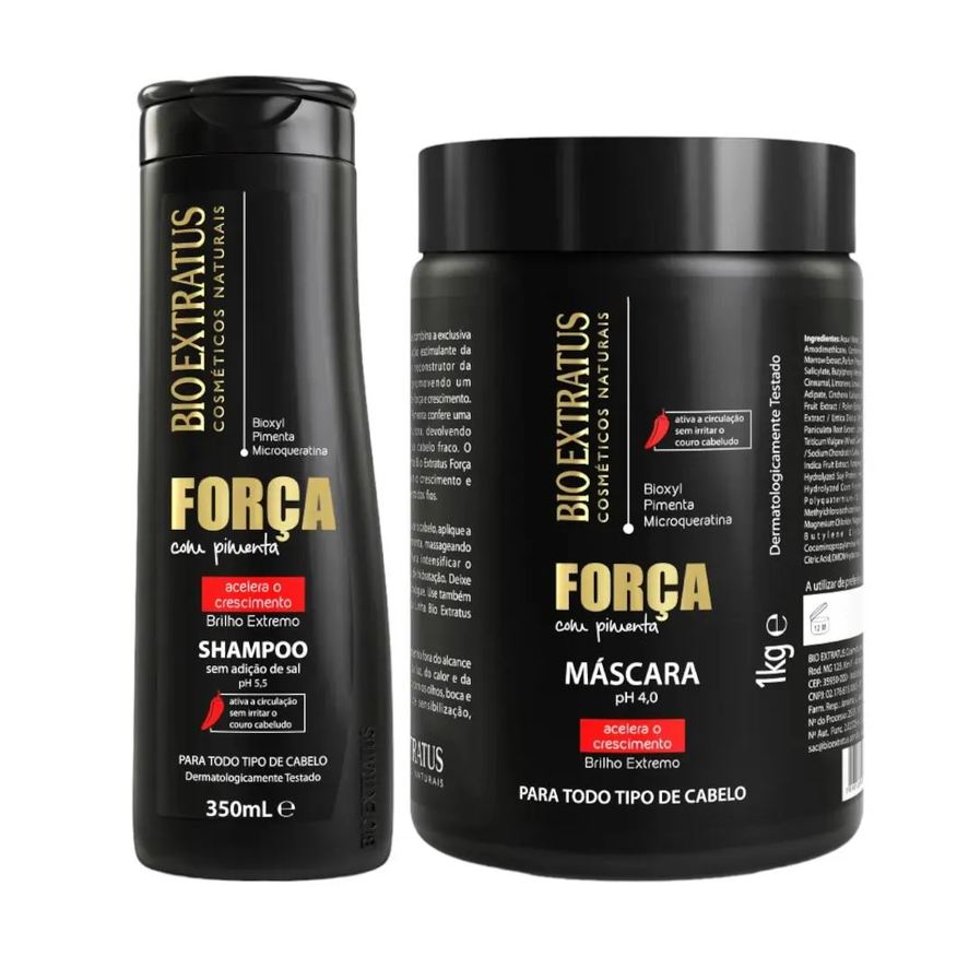 Bio Extratus Kit Força com Pimenta 1 Shampoo 350ml 1 Máscara 1kg
