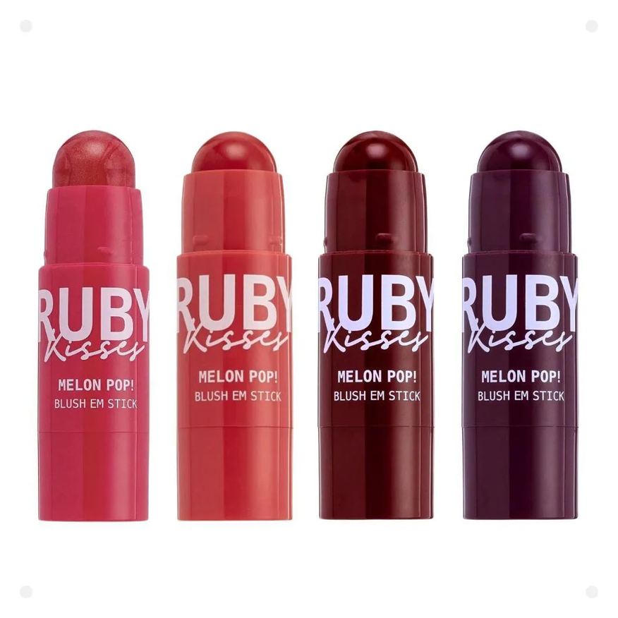 Kiss New York Kit Blush em Stick Ruby Kisses Melon Pop! com 4