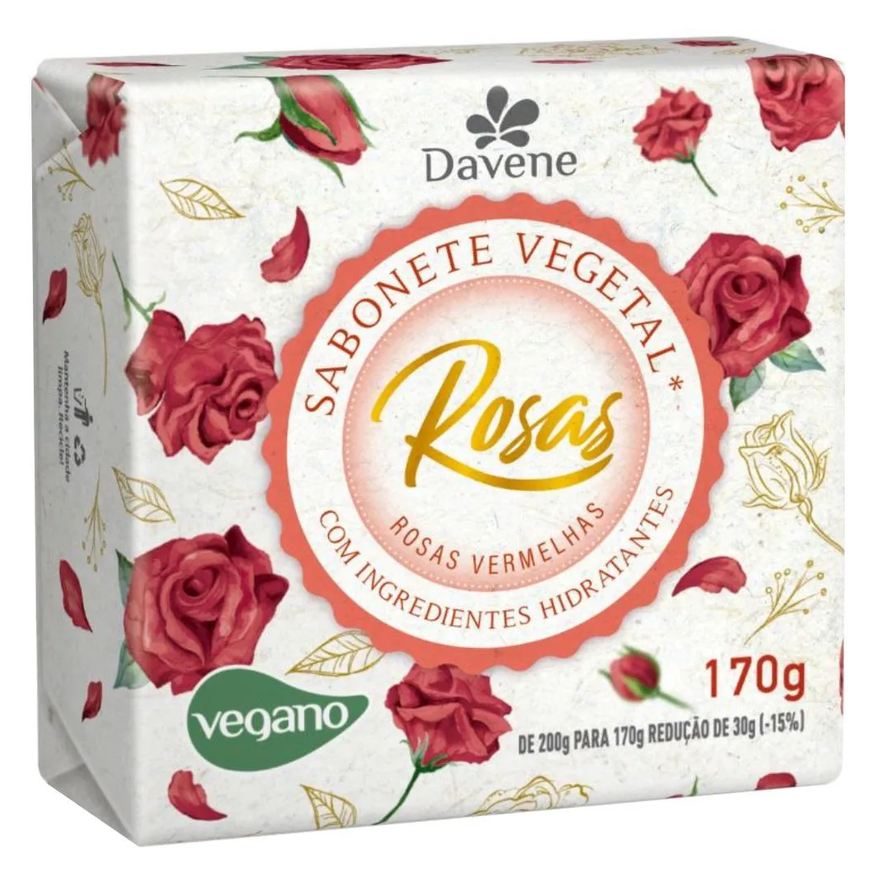 Davene Sabonete Vegetal Rosas Vermelhas 170g