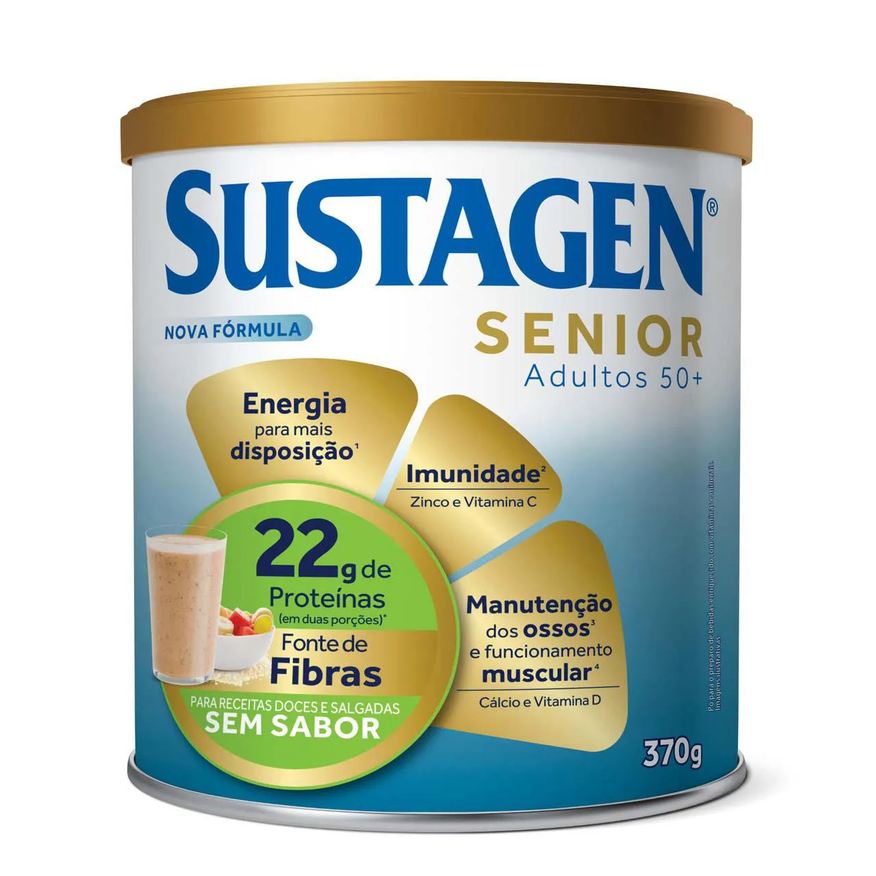 Sustagen Complemento Alimentar Senior Adultos 50+ Sem Sabor 370g